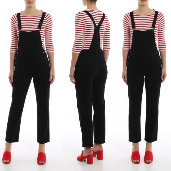 J BRAND JULES OVERALLS JEAN DUNGAREES BLACK BOYFRIEND STRAIGHT LEG RETRO DENIM M - Picture 16 of 16